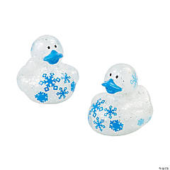 Blue & Silver Glitter Rubber Ducks (12 pcs)