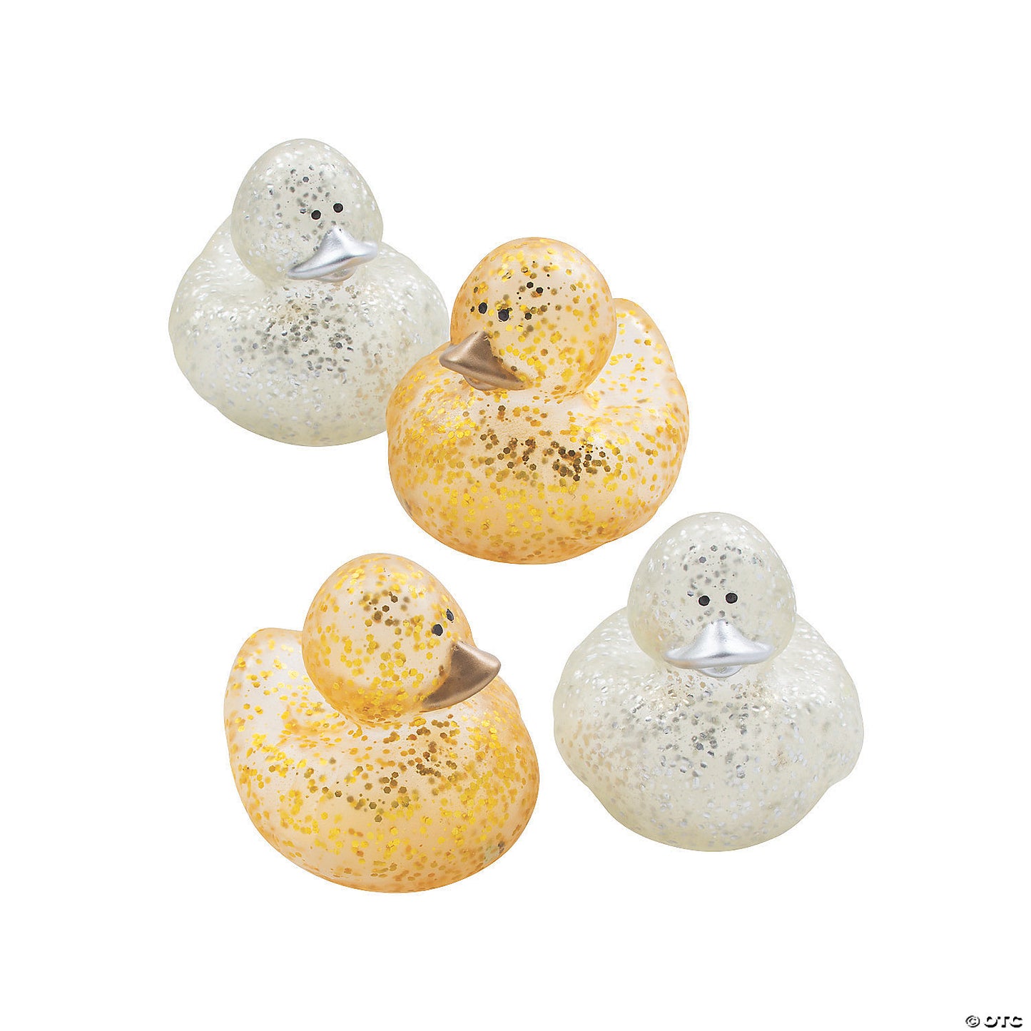 Gold & Silver Glitter Rubber Ducks (12 pcs)